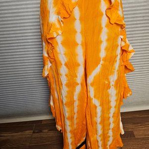 Orange Tie Dye Flap Ruffle Pants NWT